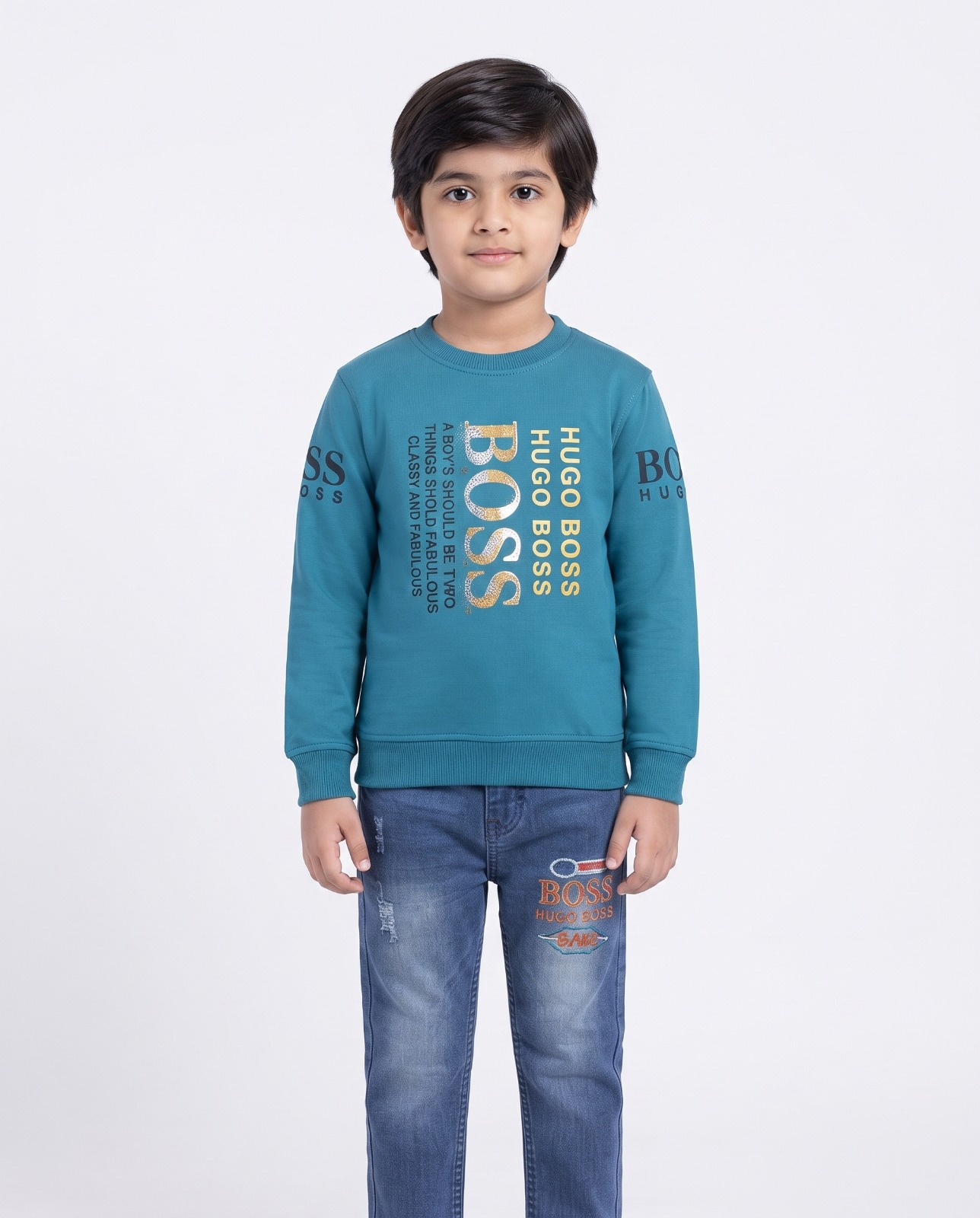 Kids Boss 2-Piece Suit – Teal & Blue